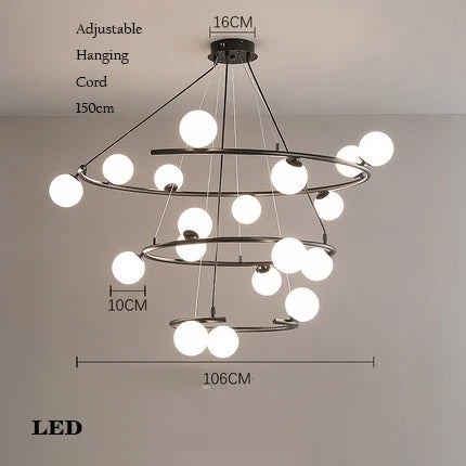 lustre créatif en fer et verre tendance pour décoration intérieure