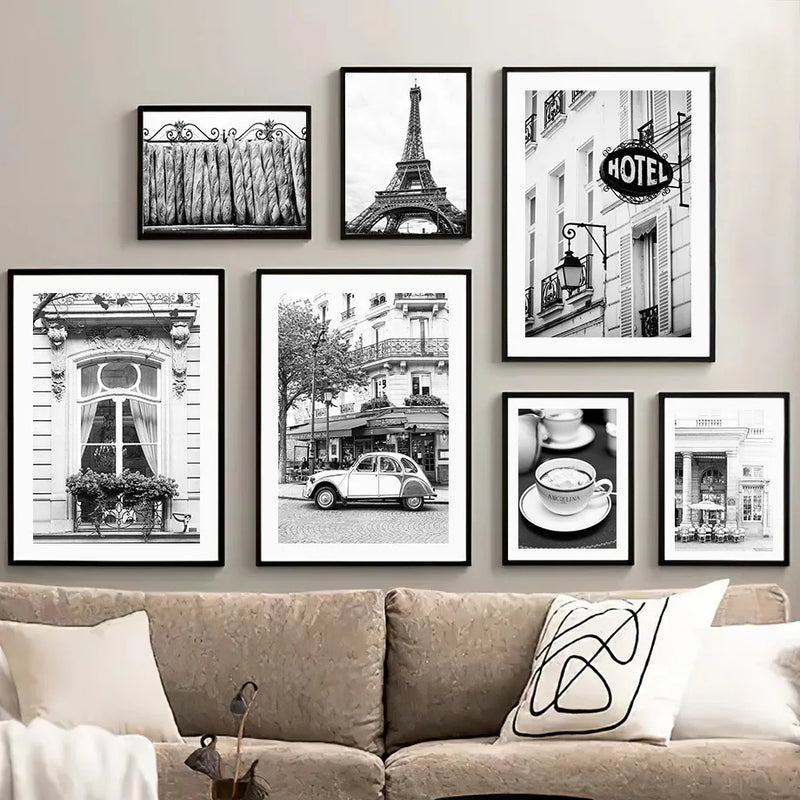 peinture sur toile vintage paris café voiture art mural déco nordique