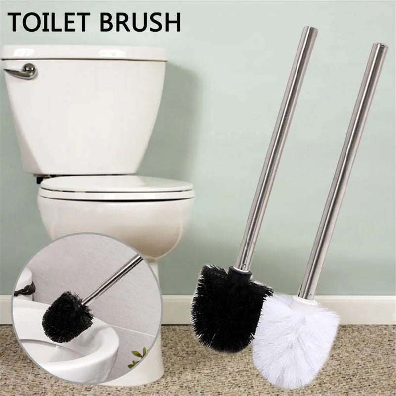 brosse de toilette en plastique avec manche inoxydable et poils souples