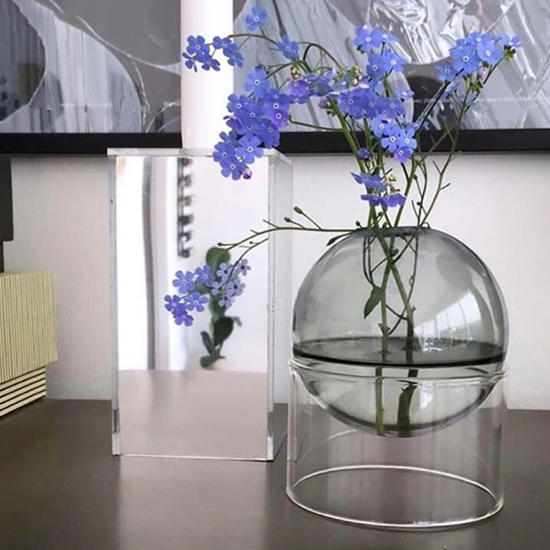 mini vase rond en verre pour décoration hydroponique écologique