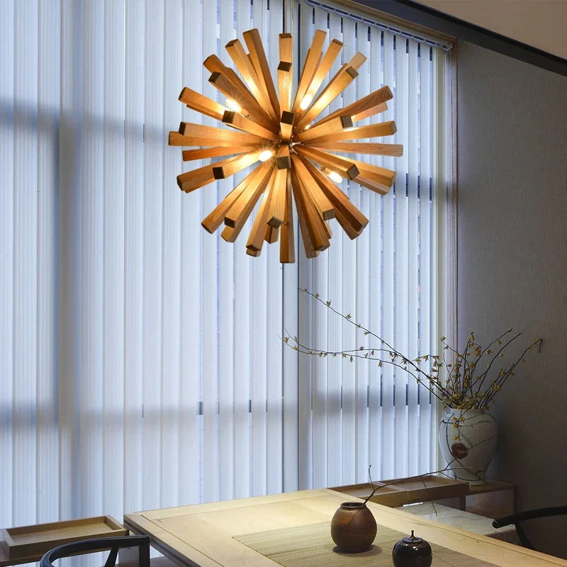 Nordic Dandelion Wooden Pendant Lights Art Creative new chinese Pendant Lamp tea room dining room living room Personality lamp