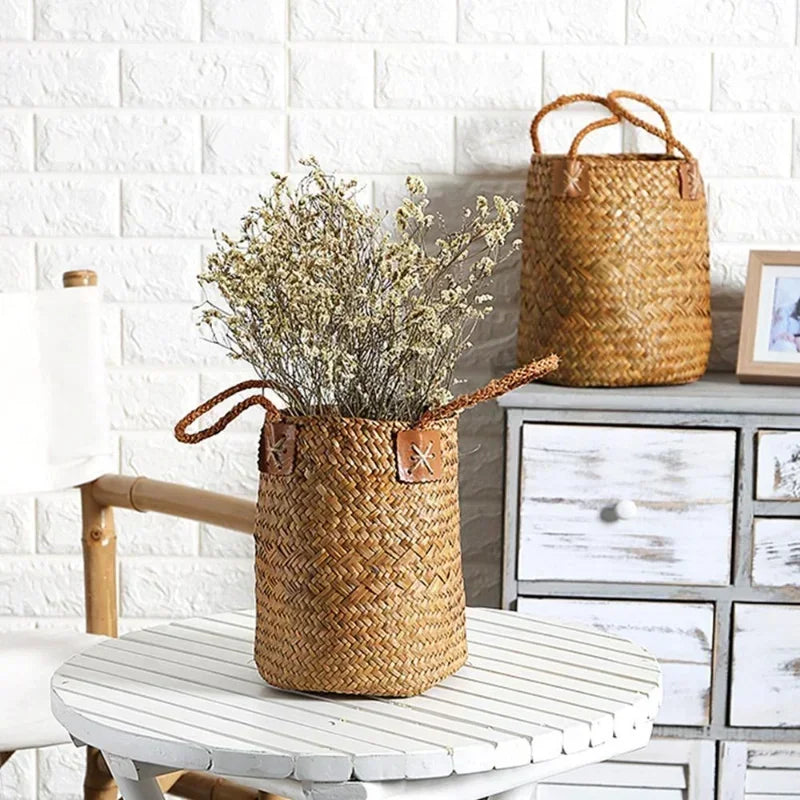 panier de rangement rotin tissé pour fleurs et cadeaux