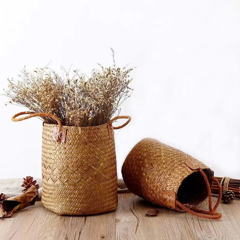 panier de rangement rotin tissé pour fleurs et cadeaux