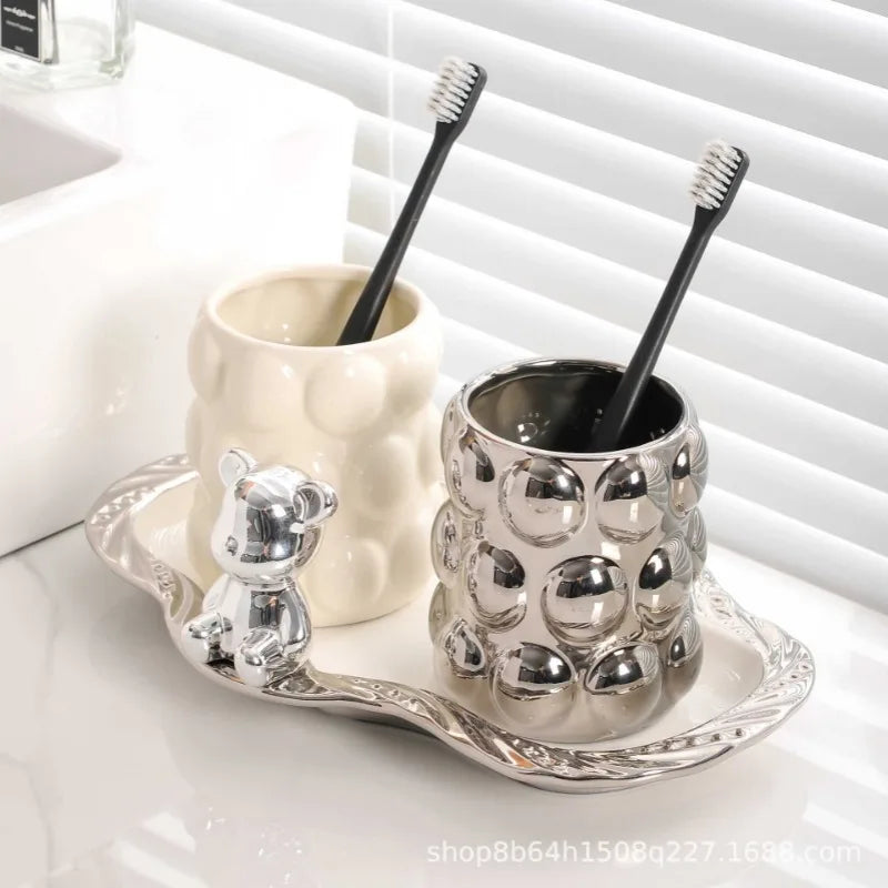 ensemble de tasses en céramique pour amoureux luxe accessoires salle de bain