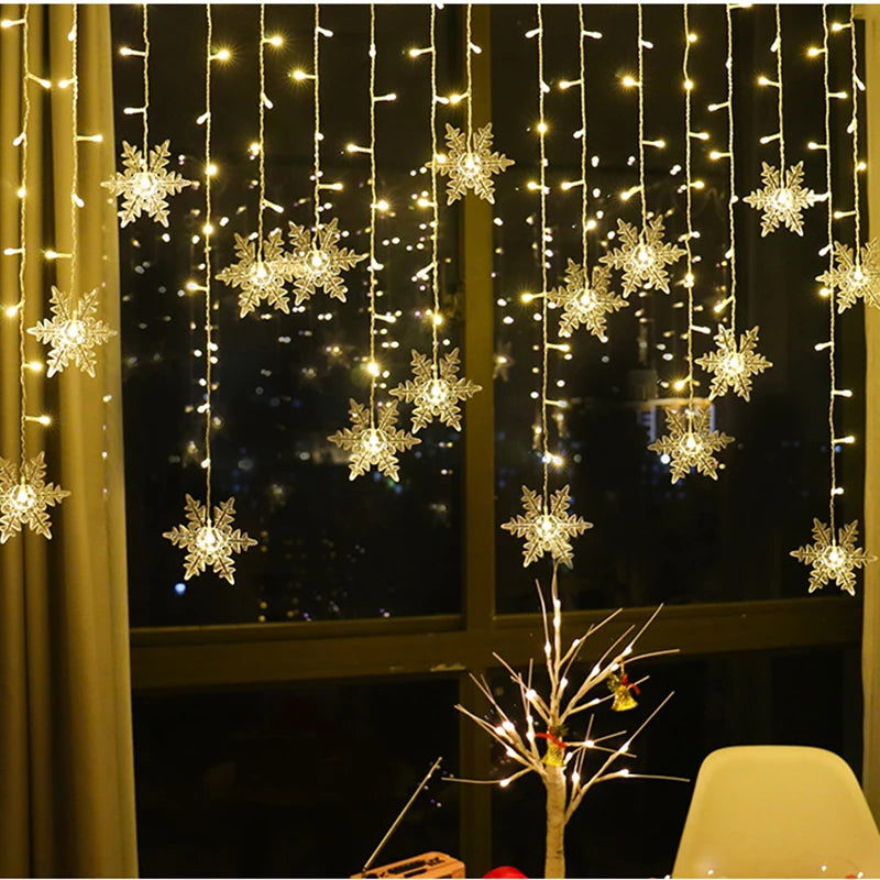 guirlande lumineuse led flocons de neige pour décorations de fête et Noël