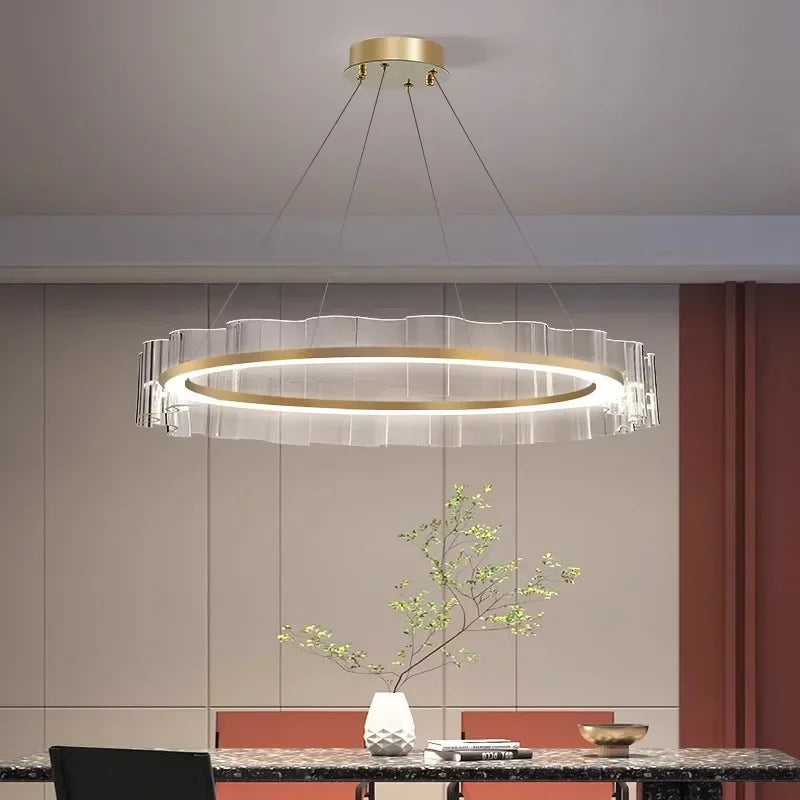 lustre moderne en aluminium et acrylique design nordique pour intérieur