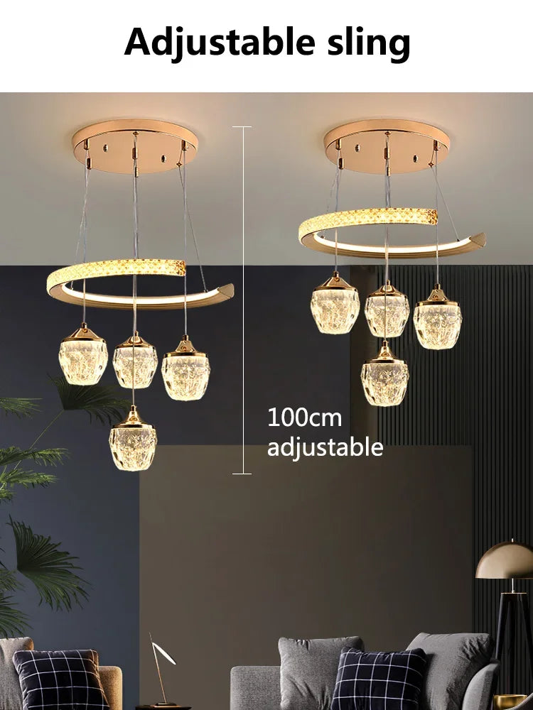 Living Room Chandelier Four Head Modern Lamp Simple Restaurant Lamp Household Luxury Ceiling Light 2024 New Led Lamps