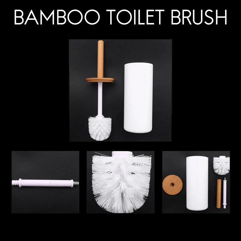 ensemble brosse de toilette en bambou avec accessoires élégants