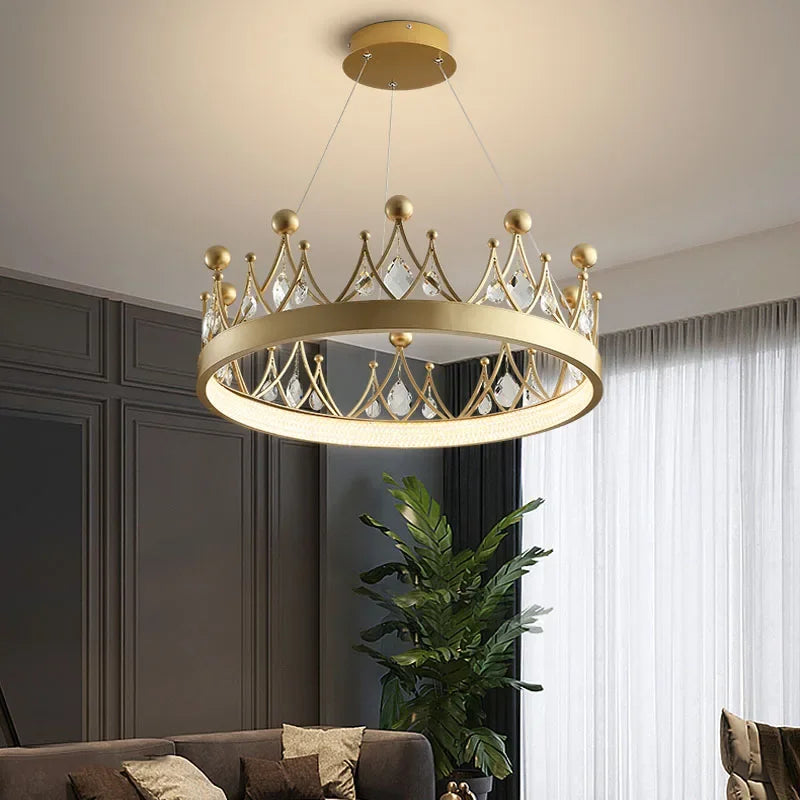 2024 Simple bedroom lamp children's room living room light luxury crown crystal chandelier  pendant lights  room decor