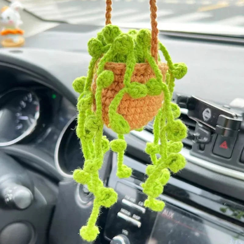 crochet suspendu créatif pour décoration de voiture plante en pot