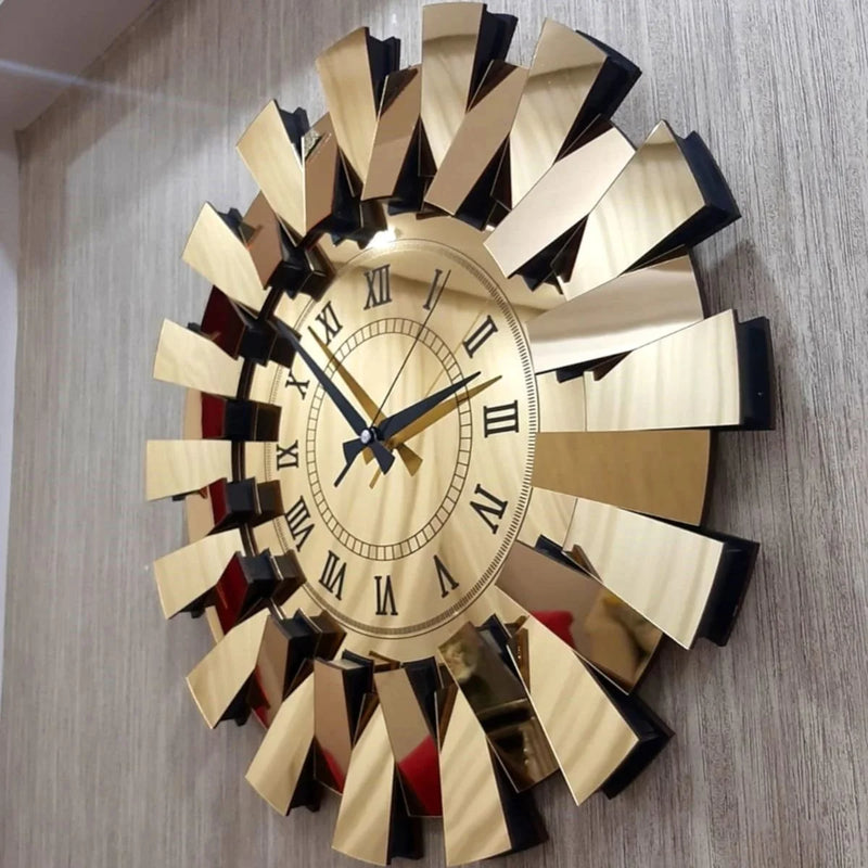 horloge murale miroir 3d luxe motif piano chiffres romains décoratifs