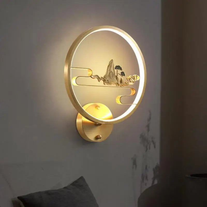 applique murale led traditionnelle chinoise en cuivre pour intérieur décoratif