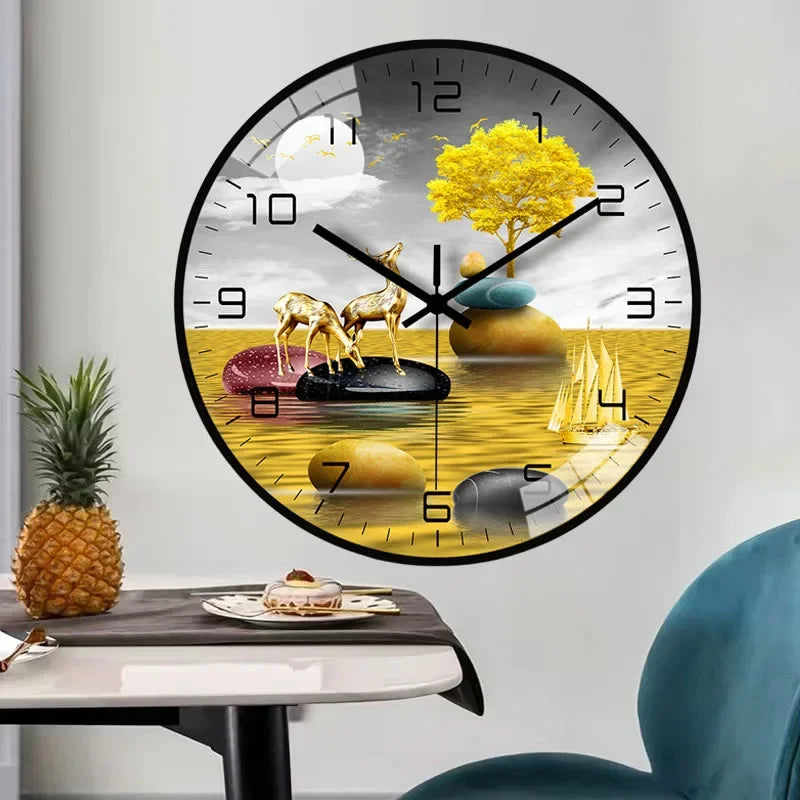 horloge murale en verre design moderne style chinois créatif et muet