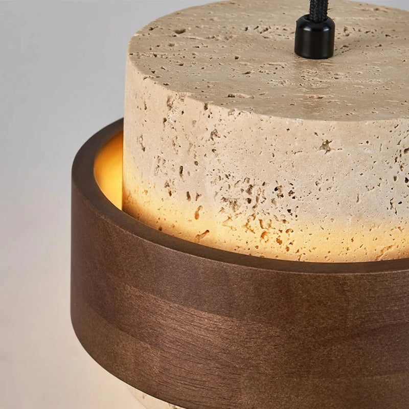 lustre moderne en bois et marbre pour décoration élégante