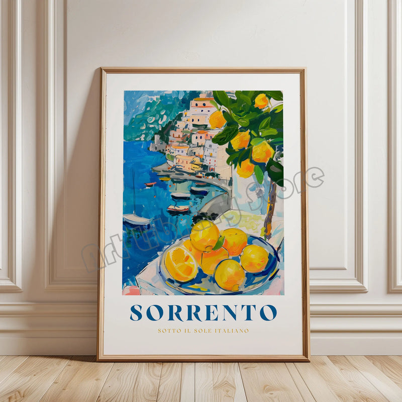 Tableau affiche rétro illustration nourriture italienne pour décoration murale