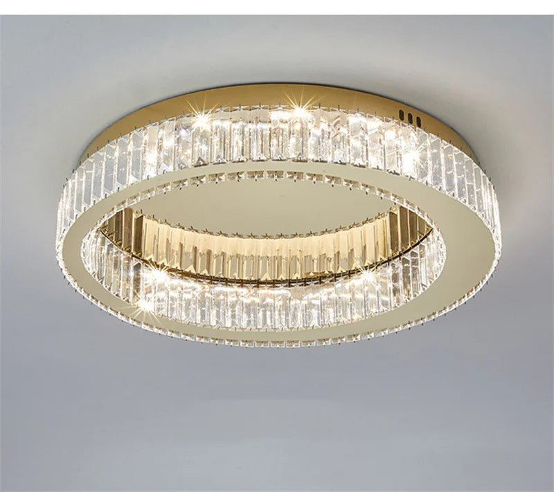 plafonnier circulaire en cristal moderne pour décoration intérieure