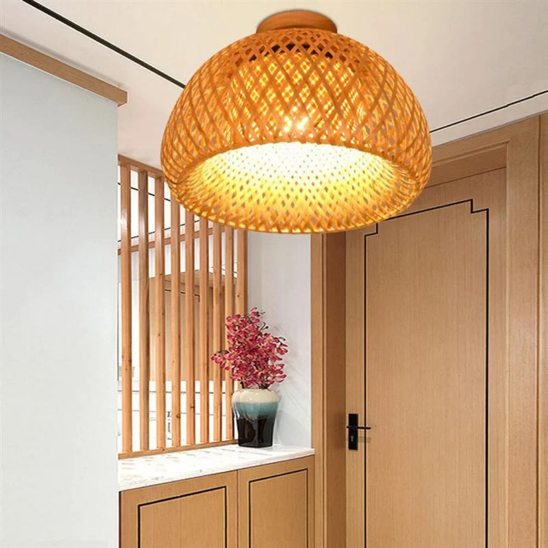 30 rotin osier plafonnier suspension abat-jour maison chambre décor Lustre bambou bois Art suspendu Lustre Luminaire