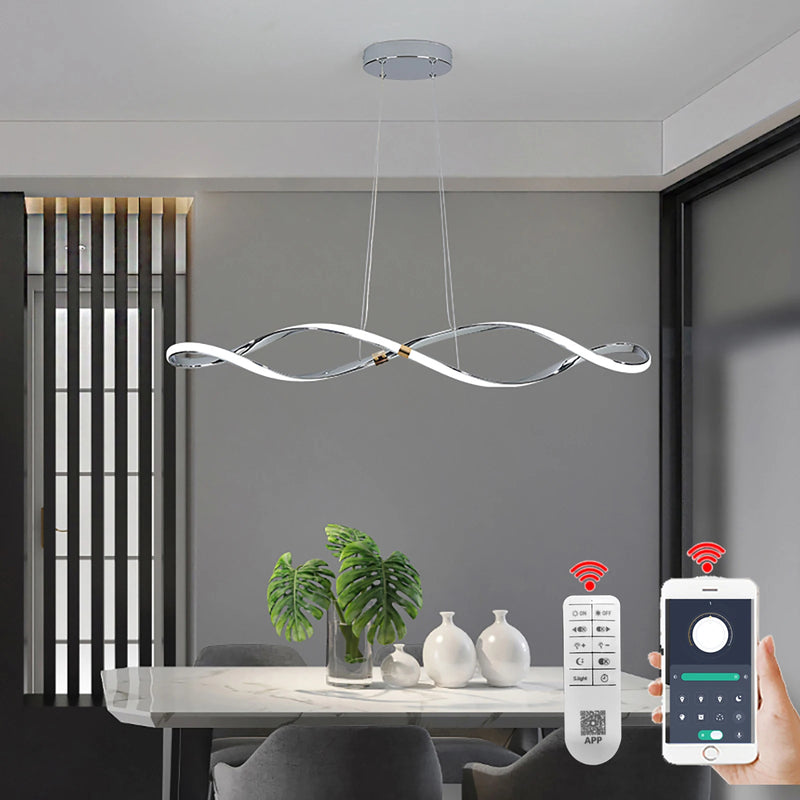 lustre led moderne suspendu avec éclairage et télécommande