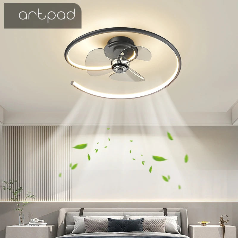 ventilateur de plafond led artpad avec lumière et télécommande