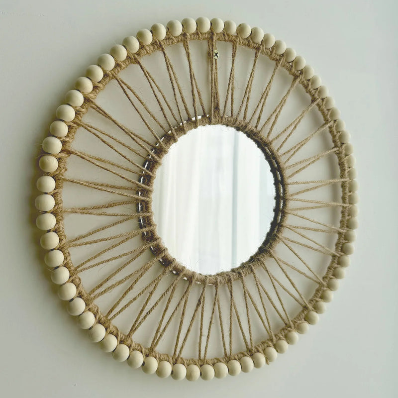 miroir décoratif nordique tissé à la main pour un intérieur créatif