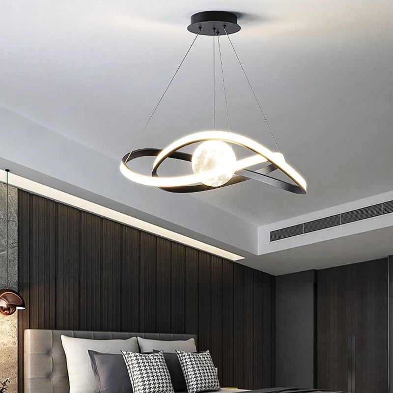 suspension led moderne style art noir pour intérieur