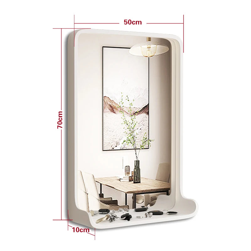 miroir en bois massif avec éclairage led et fixation murale