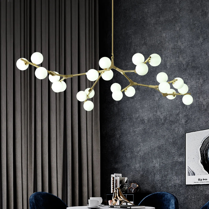 2024 Modern LED Chandelier Branches Style Glass Balls Ceiling Lamp Living Room Dining Room For Bedroom