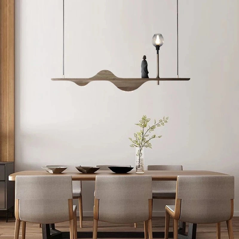 suspension en bois massif style moderne zen pour éclairage créatif