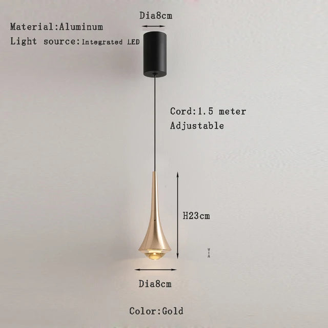 lustre led nordique anti-éblouissant en aluminium à intensité variable