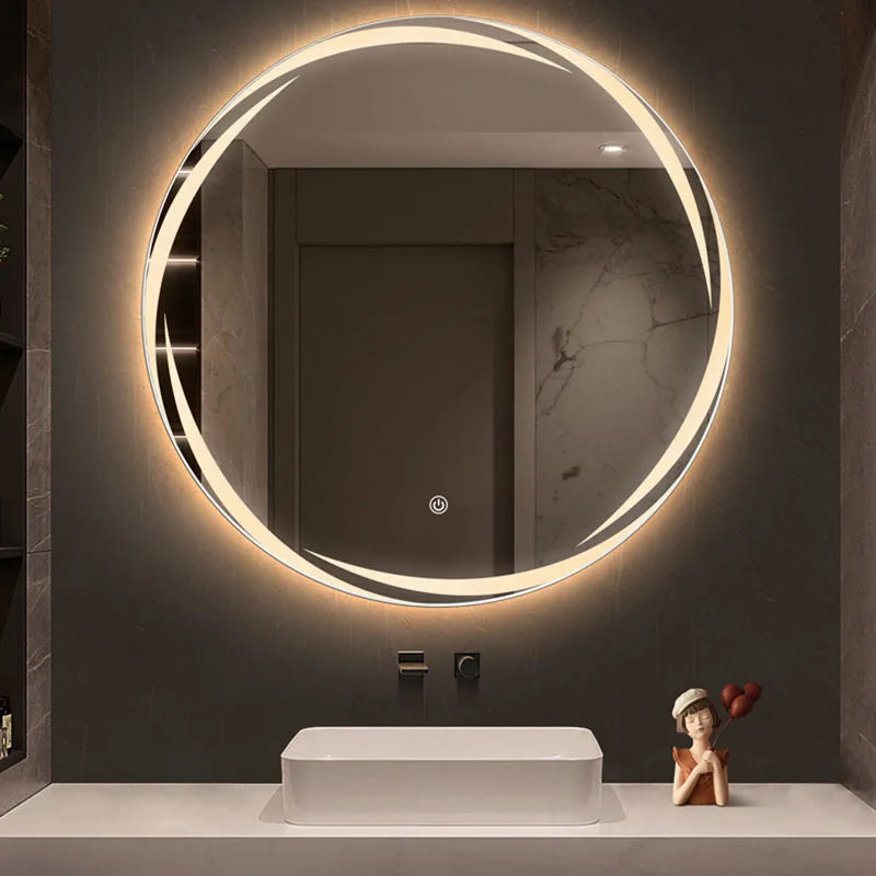 miroir circulaire créatif éclairé pour décoration moderne