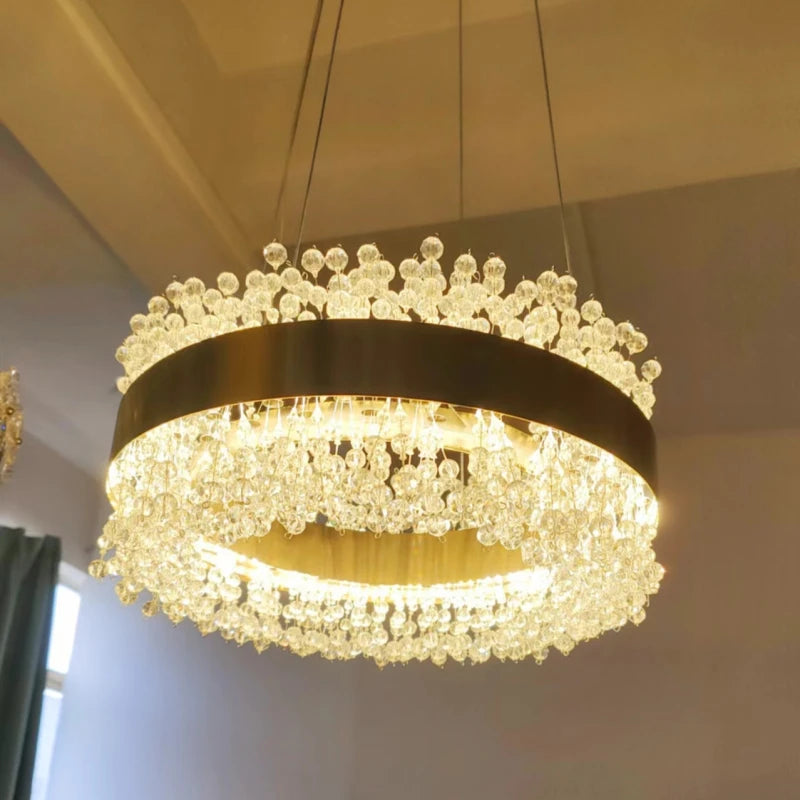 lustre led en cristal moderne hauteur réglable décoration maison