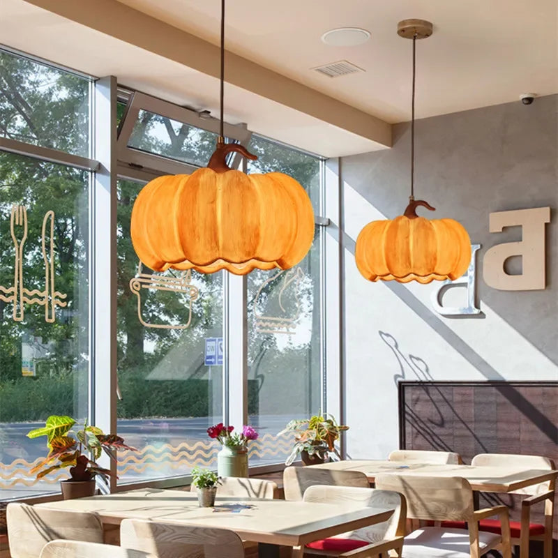 Designer Restaurant Island LED Chandelier Retro Resin Pumpkin Lamp Bedroom Wabi Sabi Pendant Lamps Home Decoration Light Fixture