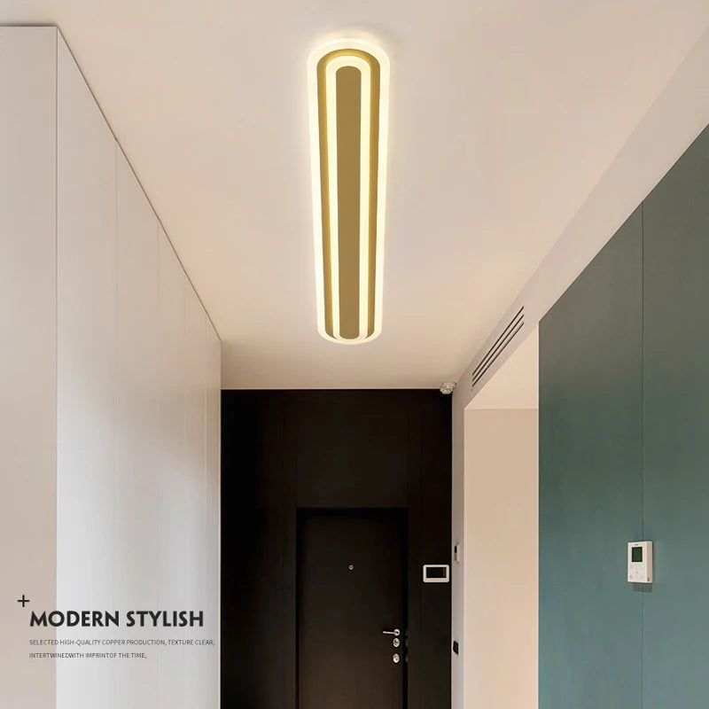lustre nordique led moderne minimaliste ligne lumineuse allée balcon