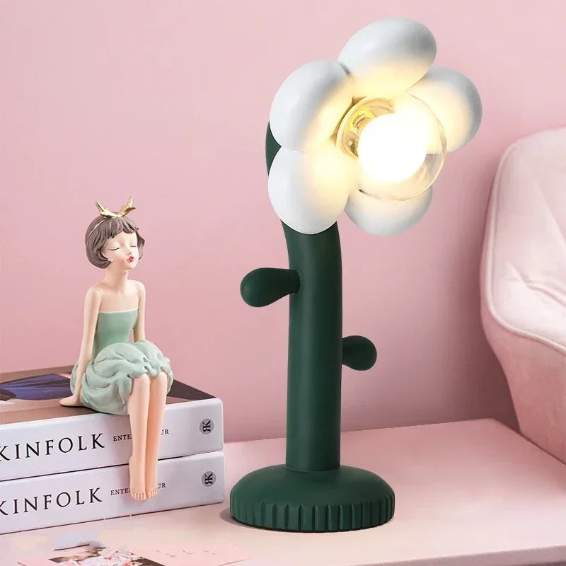 lampe à poser en résine fleurs roses décoratives pour intérieur