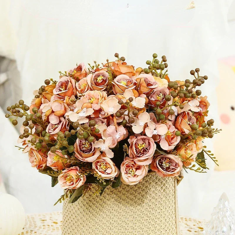 bouquet de roses artificielles en soie pour la fête de saint-valentin