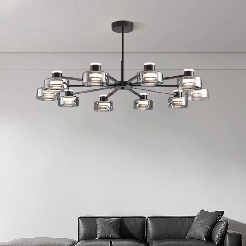 Modern new LED Italian full copper living room chandelier designer home dining room, kitchen bar lamp bedroom glass chandelier