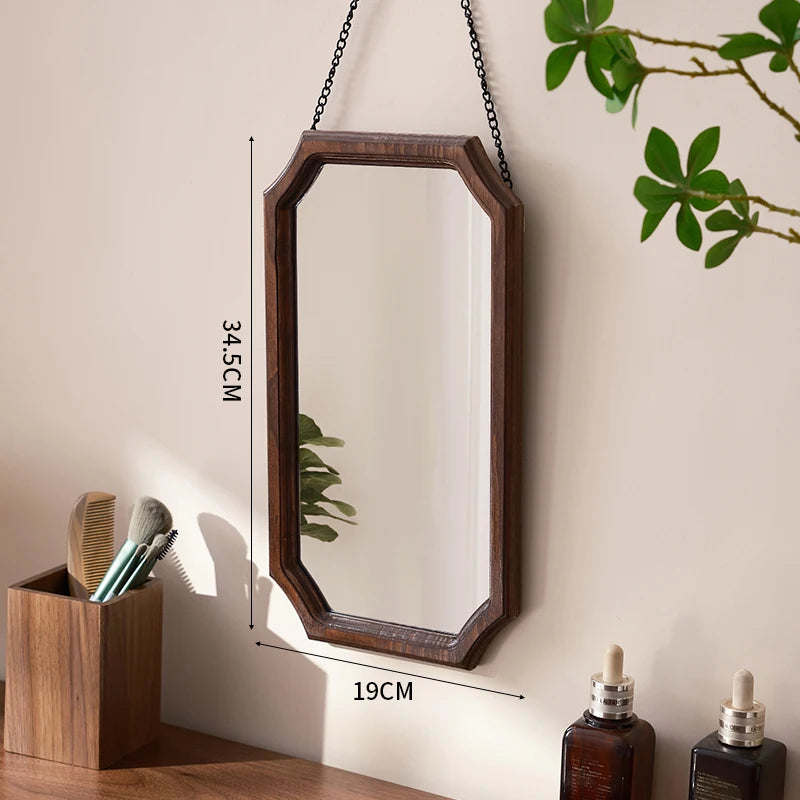 miroir vintage en bois massif pour maquillage étanche et antirouille