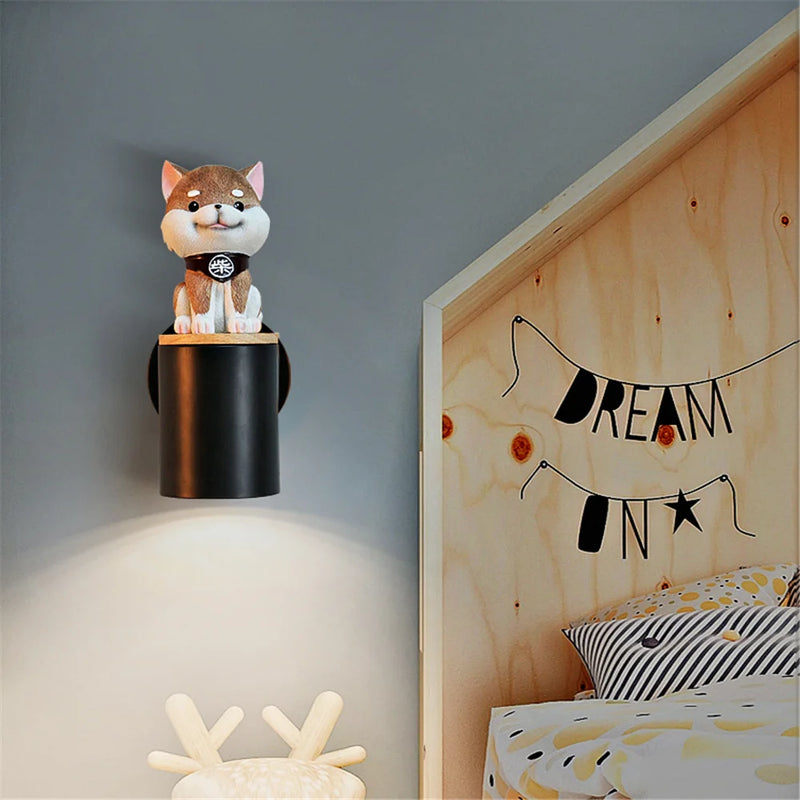 applique murale led créative chat et chien pour enfants