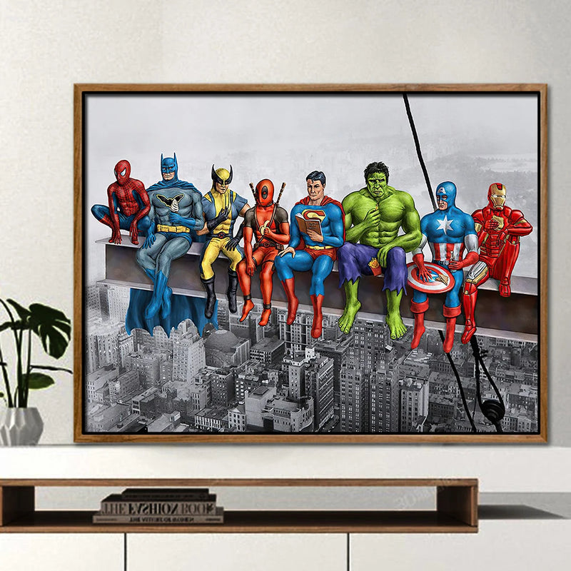 Tableau affiche murale spiderman hulk iron man décorations enfants avengers