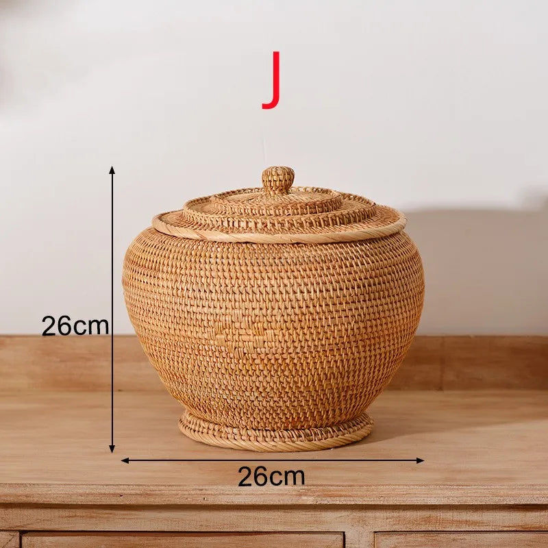 panier de rangement en rotin pour aliments et thé