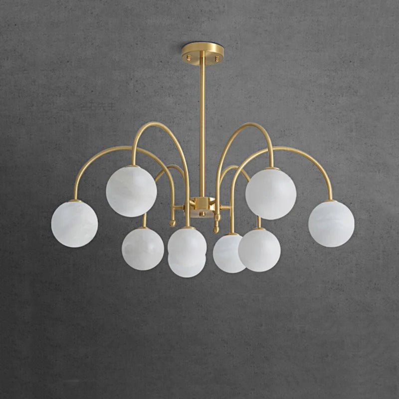 suspension LED circulaire à neuf têtes en marbre design nordique moderne