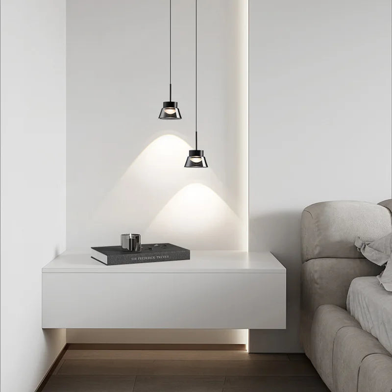 lustre minimaliste en verre design nordique avec suspension led