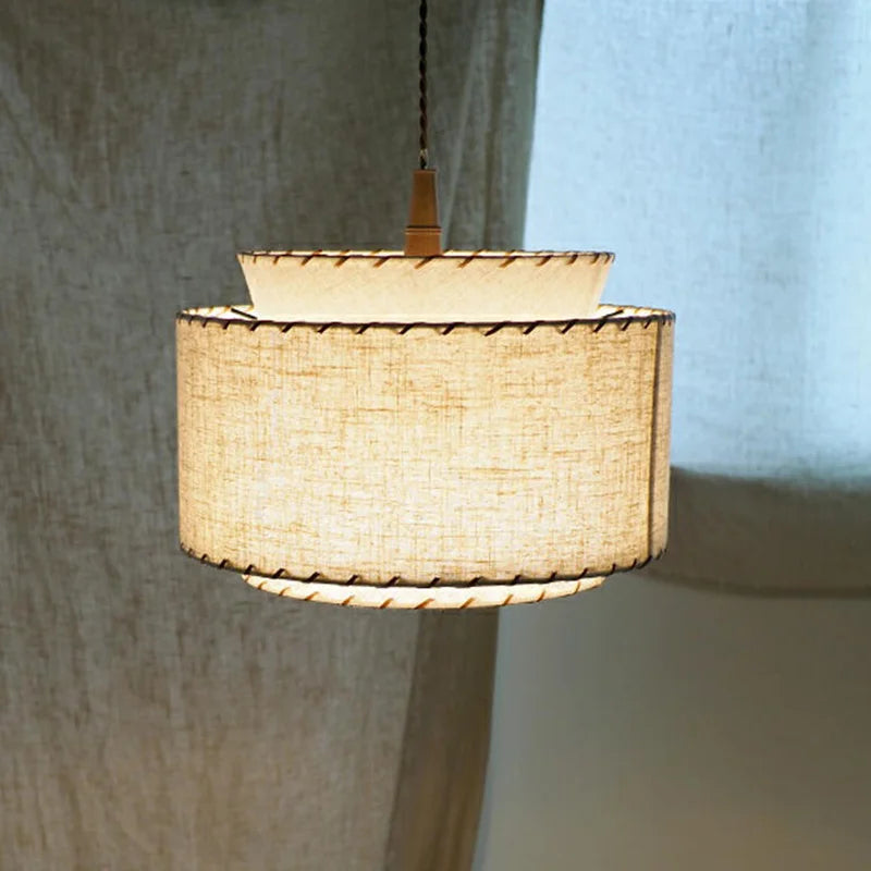 lustre à led en tissu japonais pour décoration intérieure moderne