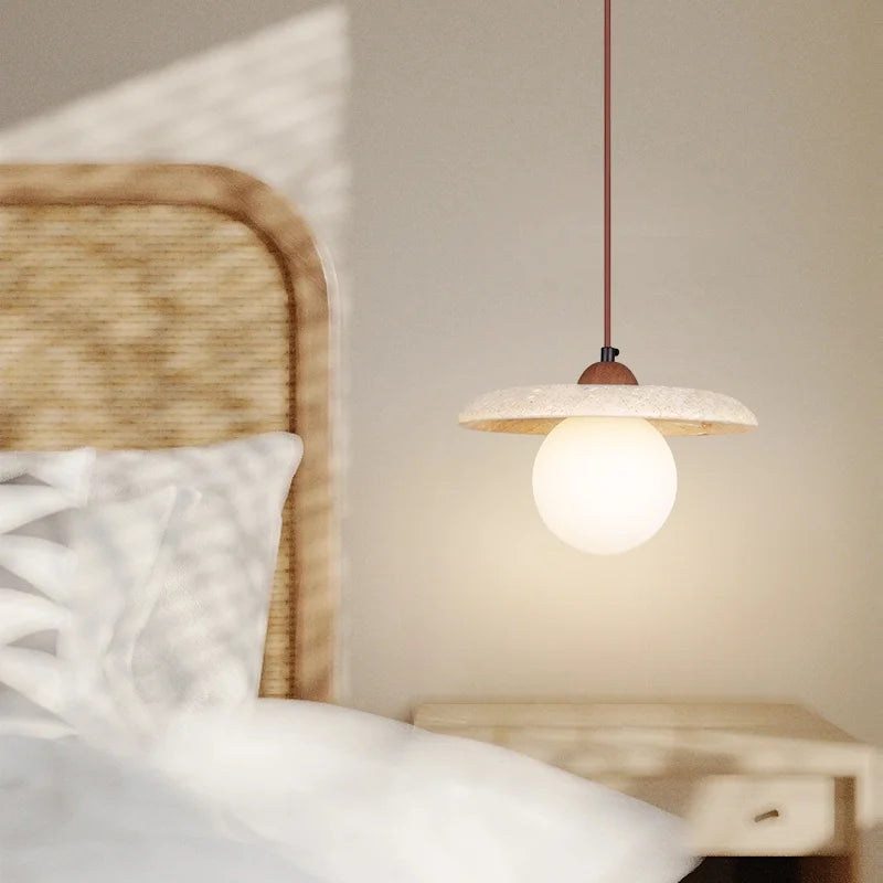 lustre led vintage avec suspension en pierre naturelle