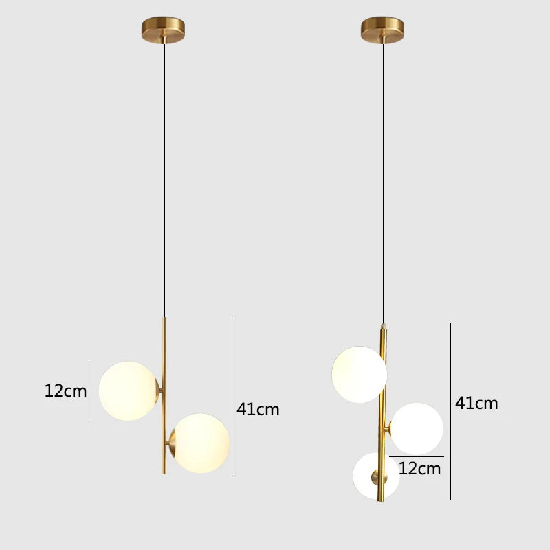 Boule de verre nordique suspension LED lumières en laiton noir chambre suspension lampe moderne salon salle à manger décor luminaires