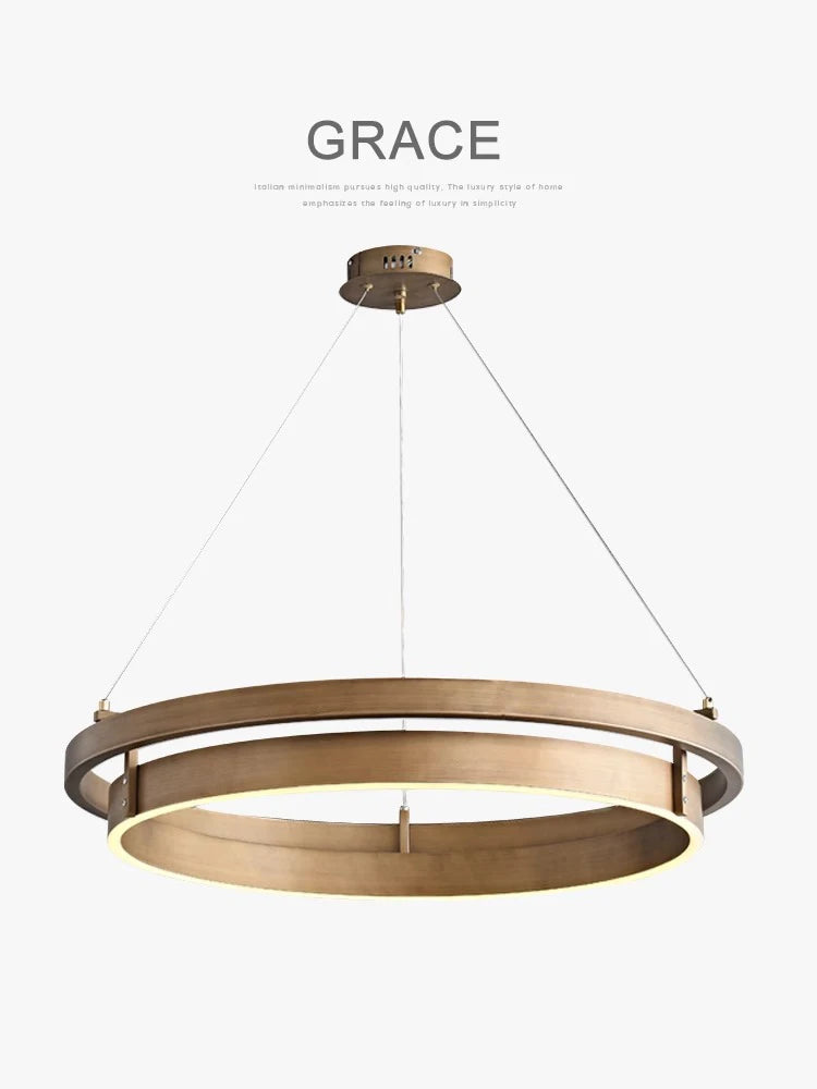 lustre nordique en bronze brossé avec suspension led