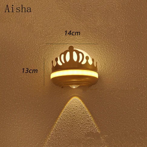 2023 New Crown Wall Lamp LED Outdoor Waterproof Wall Light IP65 Staircase Wall Lamp Children's Bedroom Wall Decoration Sconces