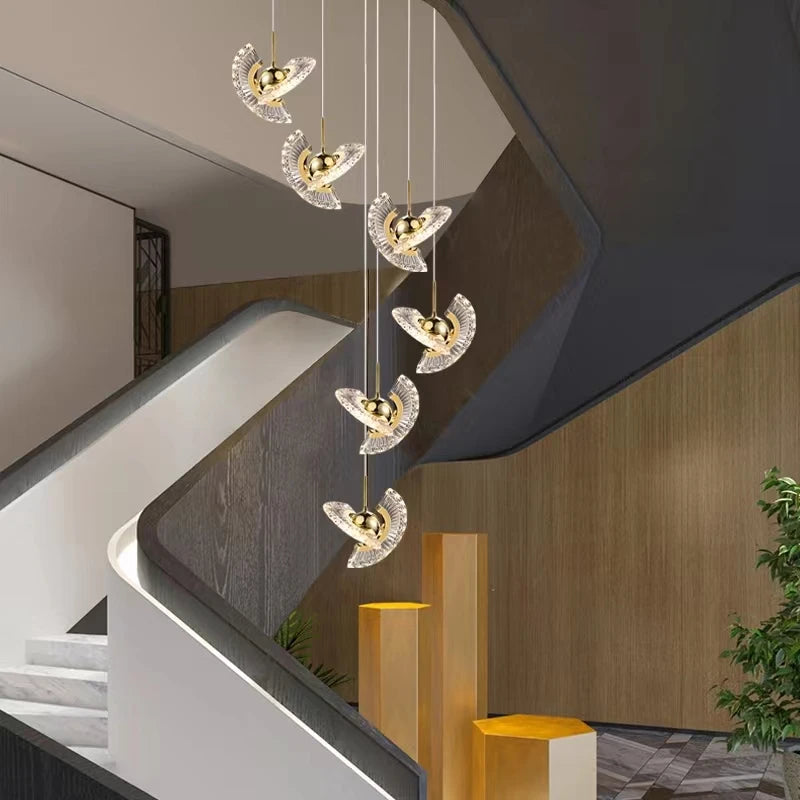 suspension à led pour escalier design créatif et rotatif