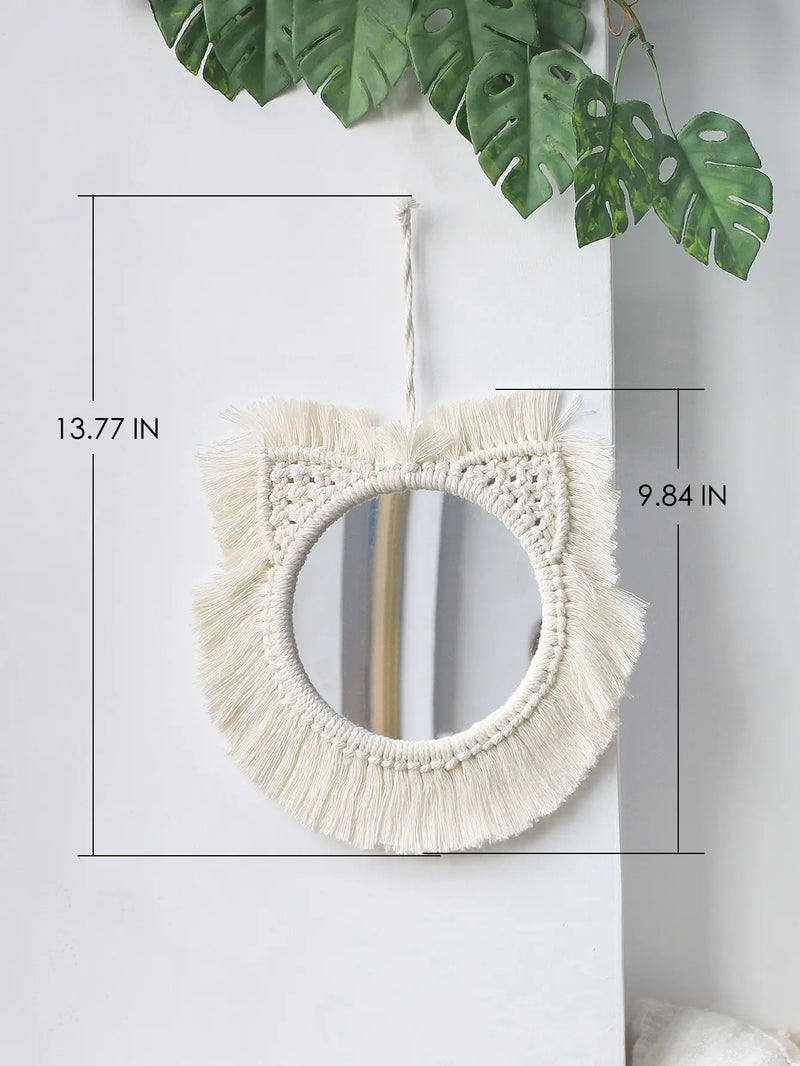 miroir décoratif boho en macramé pour décoration murale artisanale