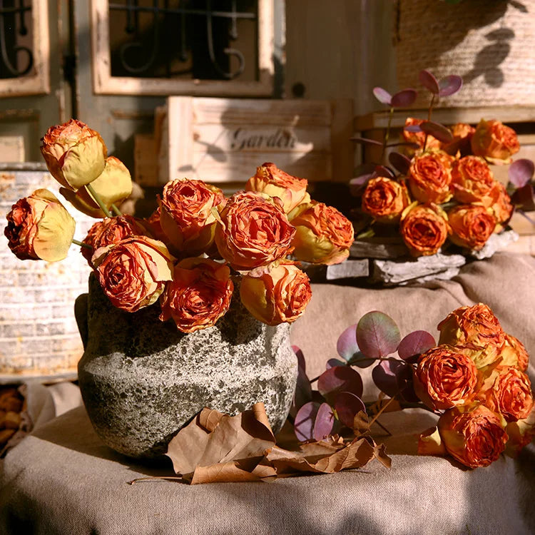 bouquet de roses artificielles en soie décorations rétro pour divers espaces